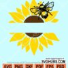 Split sunflower and bee monogram svg