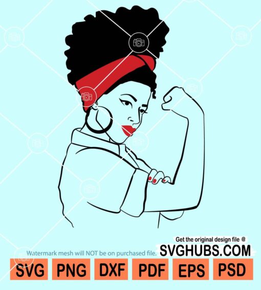 Strong black woman red lipstick svg