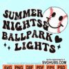 Summer nights and ballpark lights wavy text svg