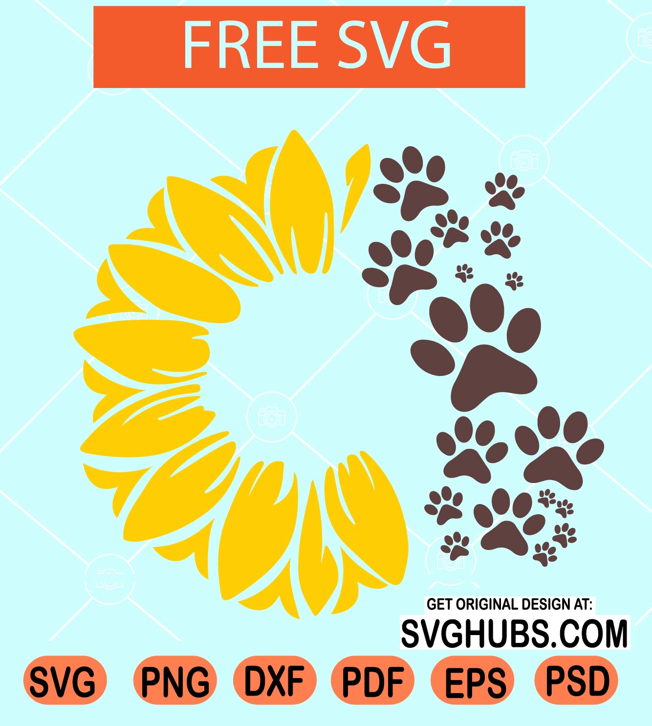 Sunflower paw print svg free, Sunflower with dog paw SVG, Dog Mom SVG free