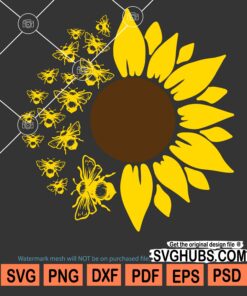 Sunflower with bees svg