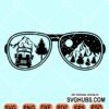 Sunglasses with camping scenery svg