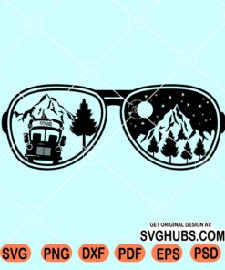 Sunglasses with camping scenery svg