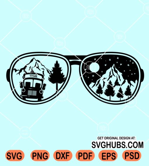 Sunglasses with camping scenery svg
