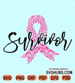 Survivor mandala cancer awareness ribbon svg