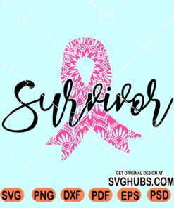 Survivor mandala cancer awareness ribbon svg