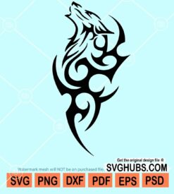 Tribal wolf silhouette svg