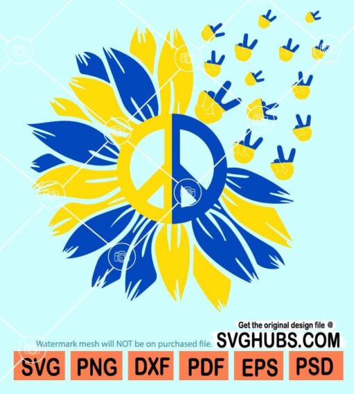 Ukraine flag sunflower hand peace symbols svg