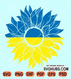 Ukrainian flag sunflower SVG