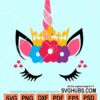 Unicorn face with Princess Crown svg
