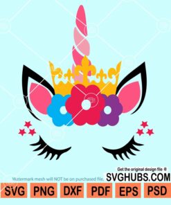 Unicorn face with Princess Crown svg