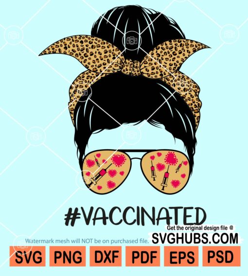 Vaccinated messy bun svg