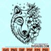 Wolf With Flowers Svg