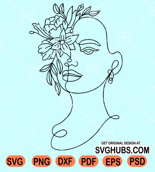 Woman face line art svg