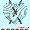 Yarn ball heart shape with crotchets svg