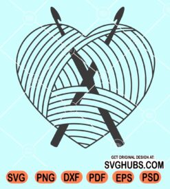 Yarn ball heart shape with crotchets svg