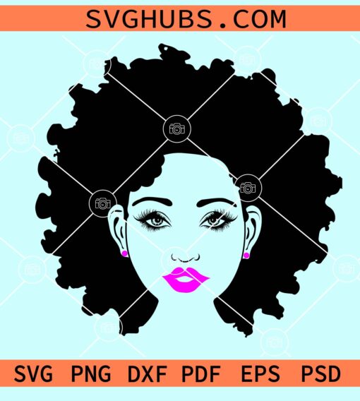 Afro natural hair svg, Afro woman svg, Black woman natural hair svg, afro hair svg