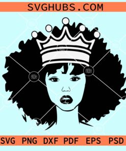 Afro woman crown SVG, Afro queen with crown SVG, Afro woman with crown SVG, Afro woman svg