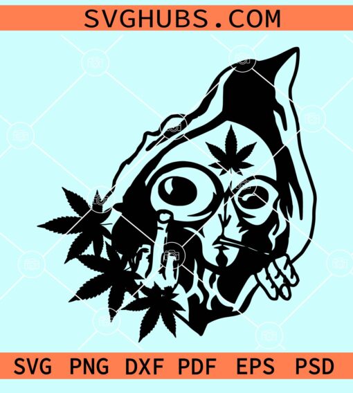 Alien smoking weed middle finger svg