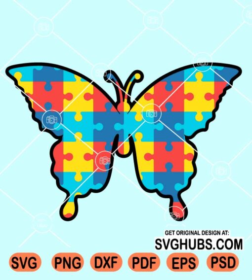 Autism Awareness Butterfly Svg