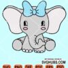 Baby elephant with bow svg