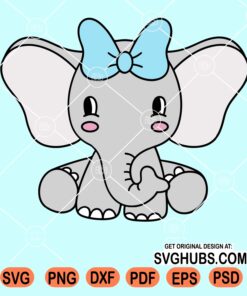 Baby elephant with bow svg