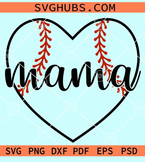 Baseball mama heart svg