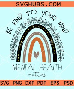 Be kind to your mind rainbow Mental health matters svg