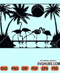 Beach Palm Trees Flamingoes svg