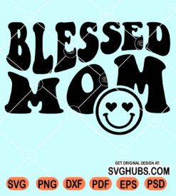 Blessed mom retro with smiley face svg