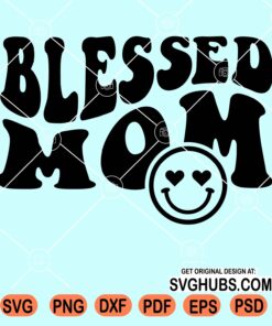 Blessed mom retro with smiley face svg
