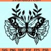 Boho Butterfly SVG with Florals and Crescent Moon svg