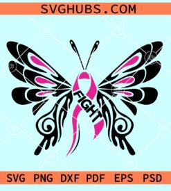 Breast cancer butterfly svg