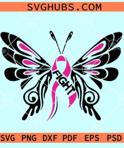 Breast cancer butterfly svg