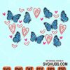Butterfly and hearts starbucks cup wrap svg
