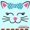 Cat Face with Bow Svg