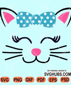 Cat Face with Bow Svg