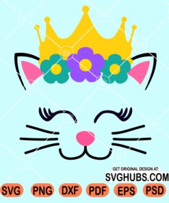 Cat Face with Crown Svg