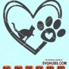 Cat heart with pawprint svg