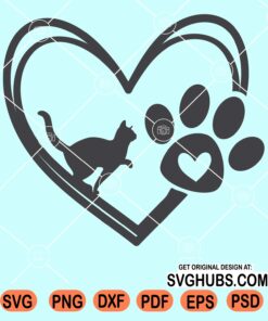 Cat heart with pawprint svg