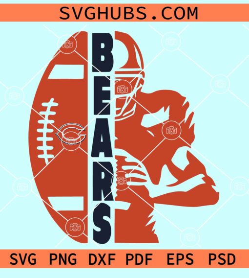 Chicago football split player name frame svg