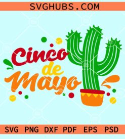 Cinco de Mayo with potted cactus svg