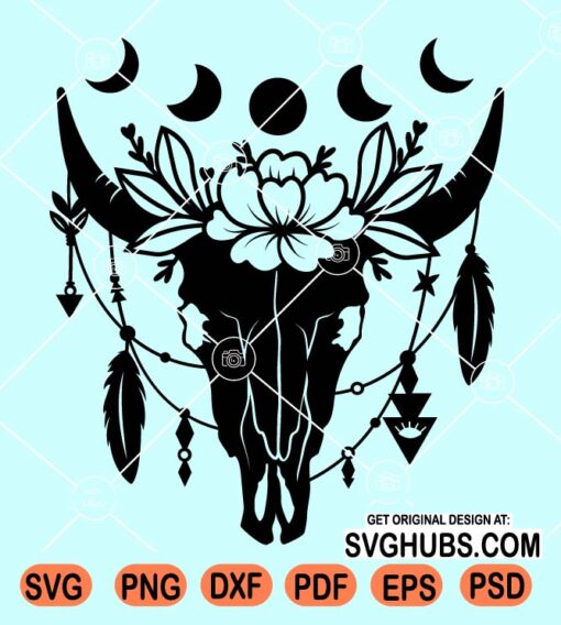 Cow skull with moon svg