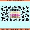 Cowgirl stacked cow print Starbucks libbey glass can wrap svg