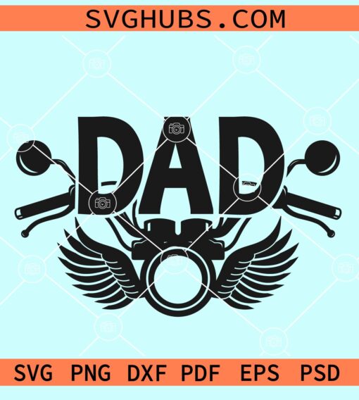 Dad motorcycle with wings svg
