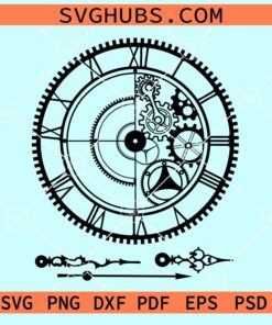 Decorative wall clock laser with clock hands svg