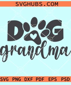 Dog grandma with paw print svg