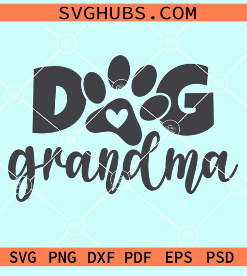 Dog grandma with paw print svg