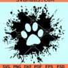 Dog paw paint splatter svg