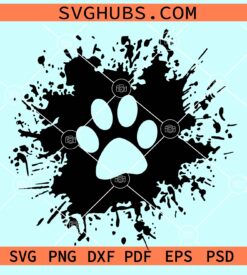 Dog paw paint splatter svg